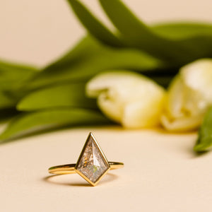 Mountain Crest Bezel Set Salt and Pepper Kite Diamond Engagement Ring - MTD