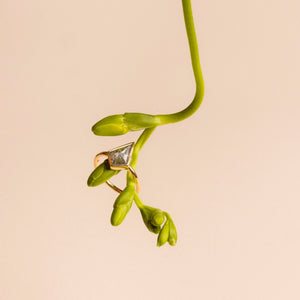 Mountain Crest Bezel Set Salt and Pepper Kite Diamond Engagement Ring - MTD