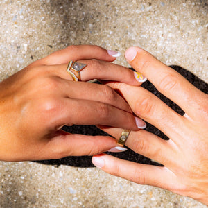 Mountain Crest Bezel Set Salt and Pepper Kite Diamond Engagement Ring - MTD