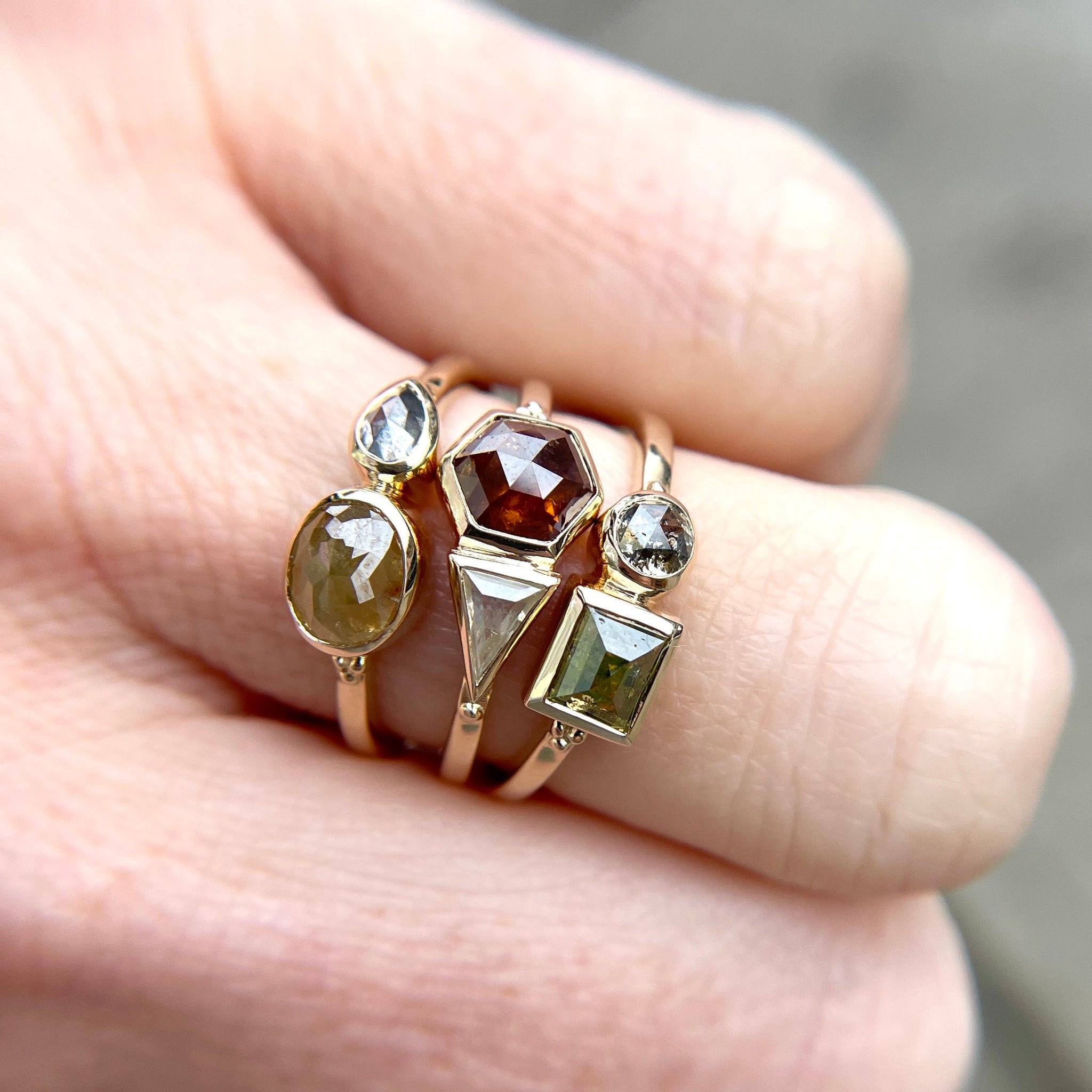 1.20cttw Oval and Pear Rosecuts <br><b> Jilian Maddin </b>| Aria Ring