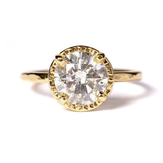 1.80ct Round Brilliant <br><b> Melissa Tyson Designs </b>| Silver Lining Hammered Halo Engagement Ring