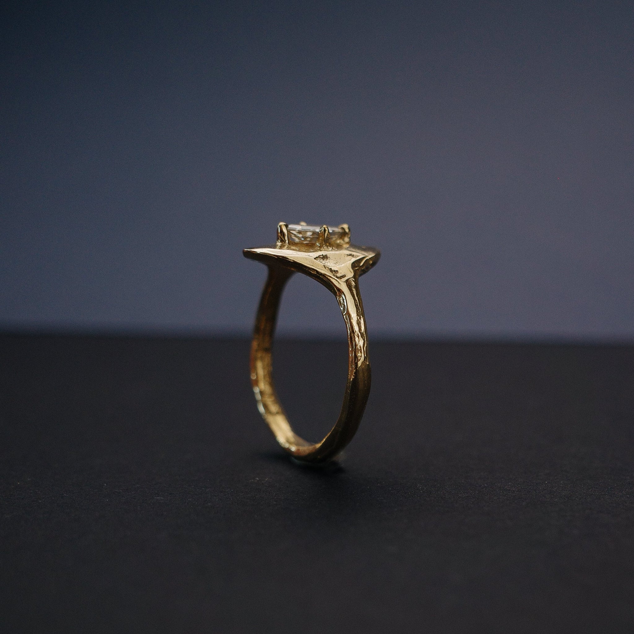 0.27ct Geo Marquise Step Cut <br> <b>We Are Arrow</b> | Champagne Diamond Shield Ring