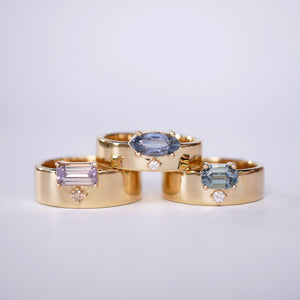 0.78ct Cut Corner Rectangle Step Cut Sapphire <br><b>Emily Warden Designs </b>| Lavender Sapphire Cigar Band