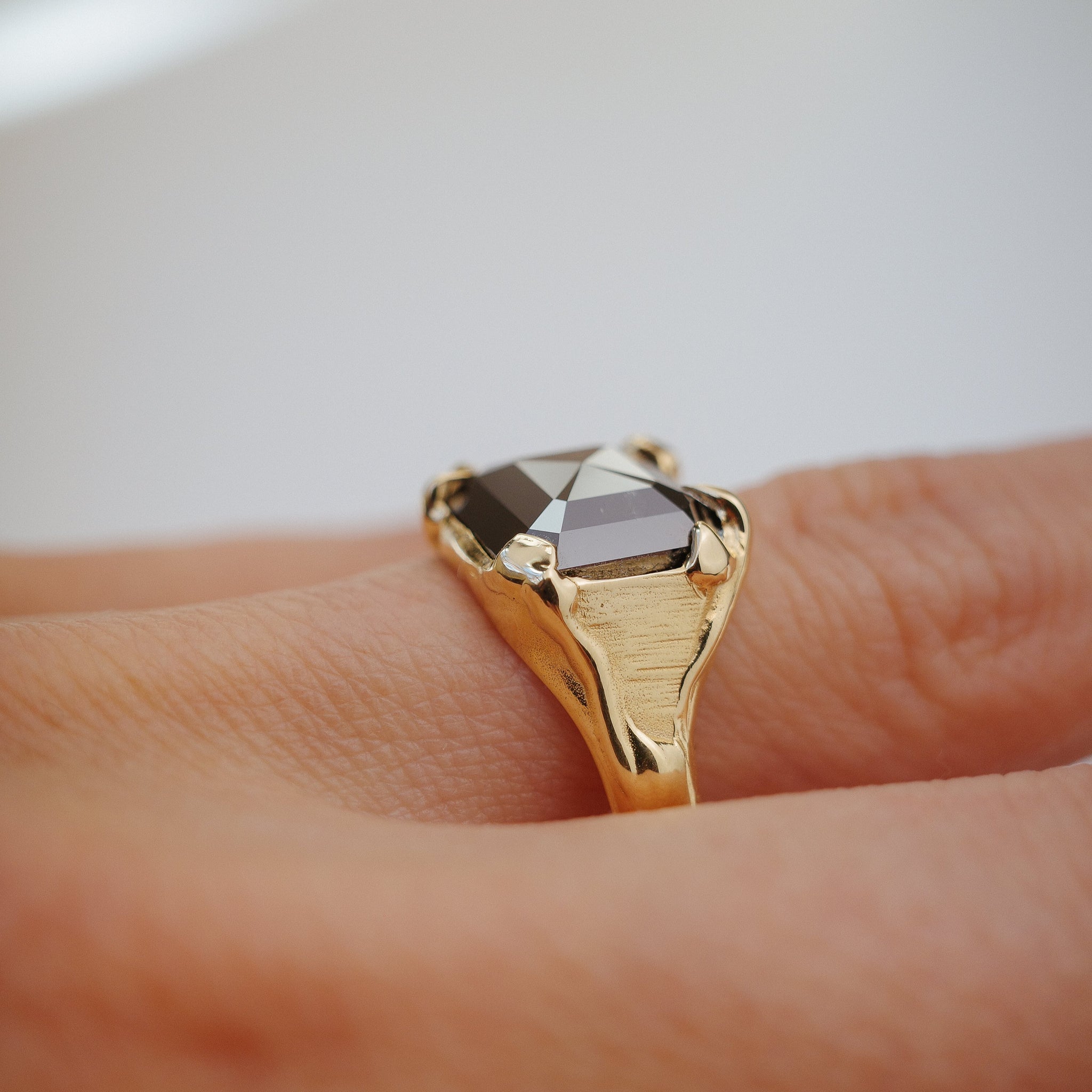 3.30ct Cut Corner Square Rosecut <br><b> We Are Arrow </b>| Molten Cognac Diamond Signet