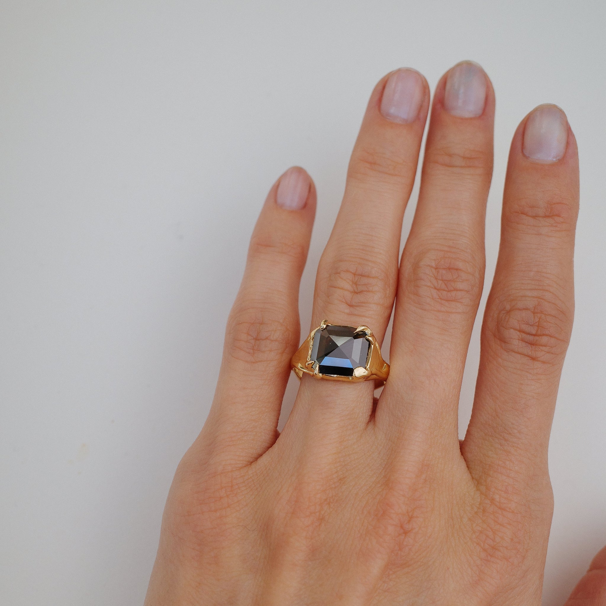 3.30ct Cut Corner Square Rosecut <br><b> We Are Arrow </b>| Molten Cognac Diamond Signet