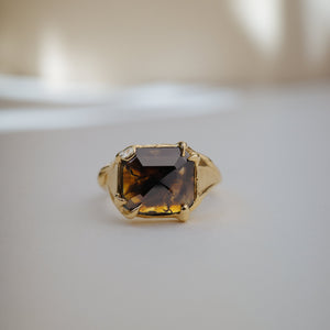 3.30ct Cut Corner Square Rosecut <br><b> We Are Arrow </b>| Molten Cognac Diamond Signet