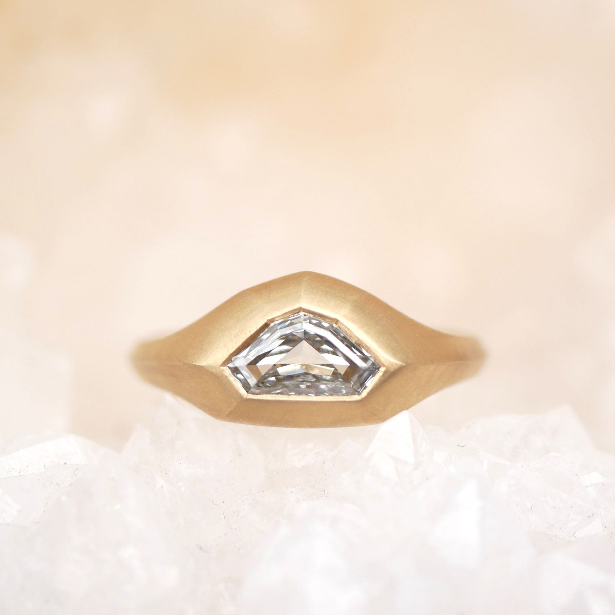 0.70ct Shield Step Cut <br><b> Emily Warden Designs </b>| Shield Diamond Signet