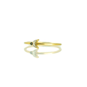Luna Arktos Ring with salt & pepper diamond crescent moon and black diamond