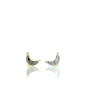 Dark & Light Luna Studs made from salt & pepper diamonds