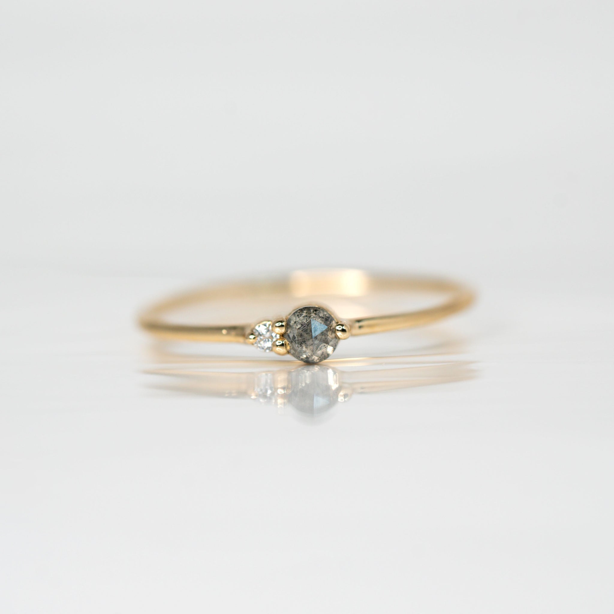 Salt & Pepper Diamond Arktos Ring set in 14k yellow gold