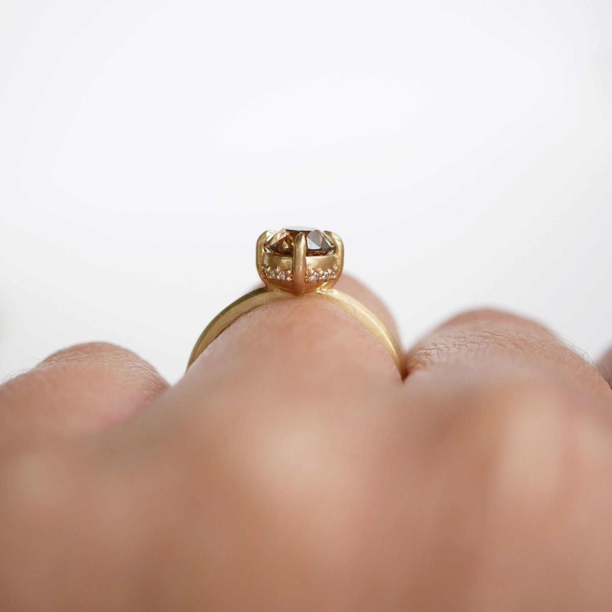 1.03ct Modern Antique Old European Cut <br><b> Emily Warden Designs </b>| Round Hidden Halo Ring