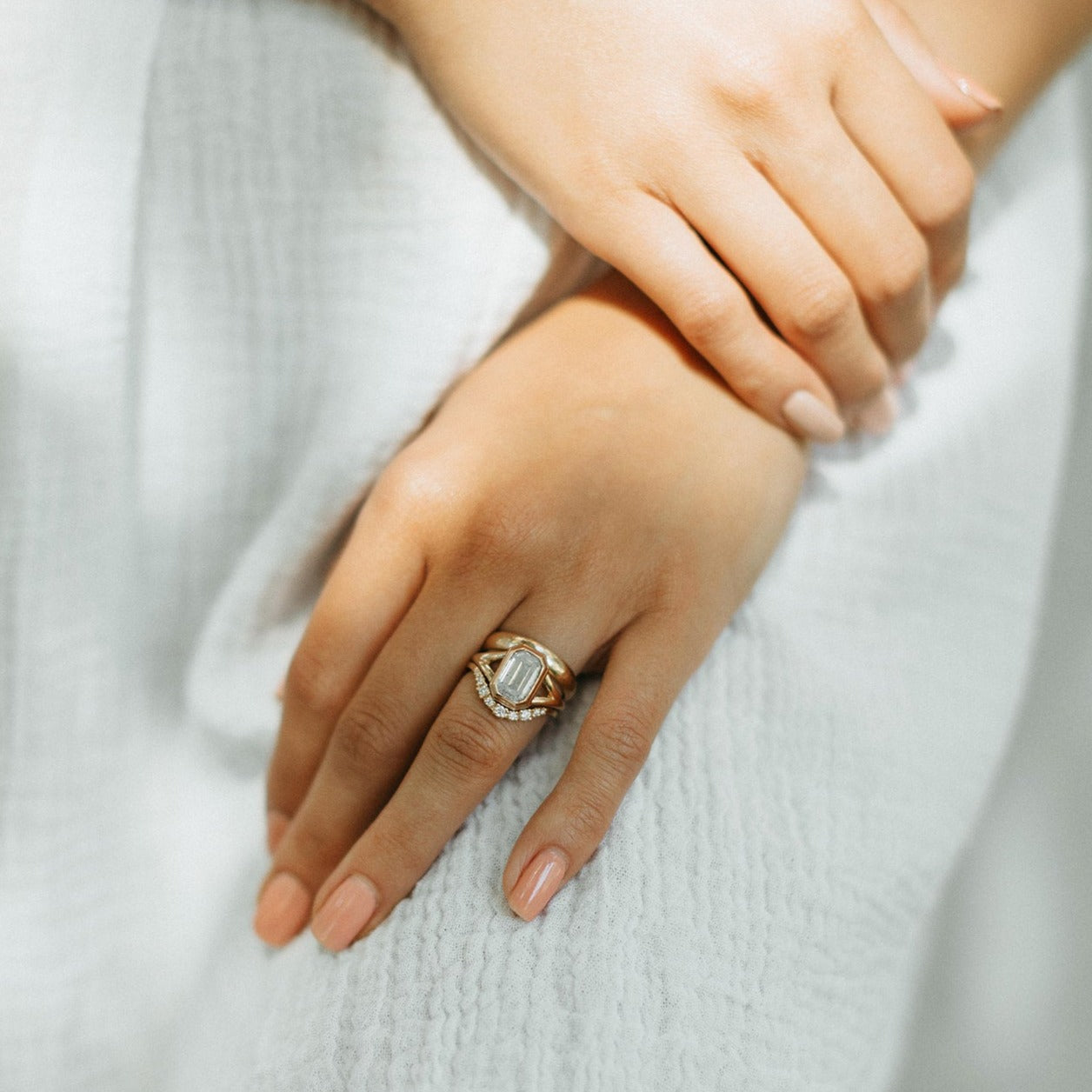 2.16ct Fancy White Cut Corner Rectangle Step Cut <br><b> Jilian Maddin </b>| Diamond Fontaine Ring