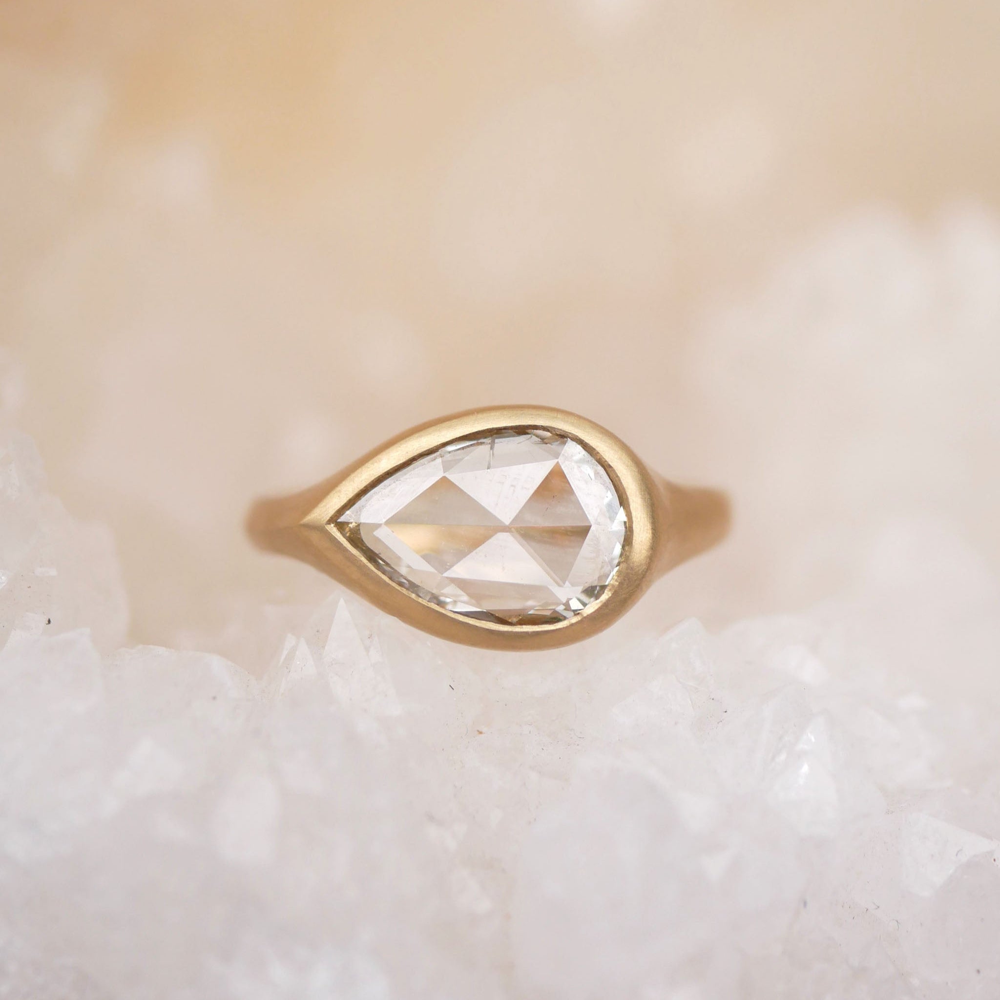 1.00ct Pear Rosecut <br><b> Emily Warden Designs </b>| Rosecut Diamond Pear Signet