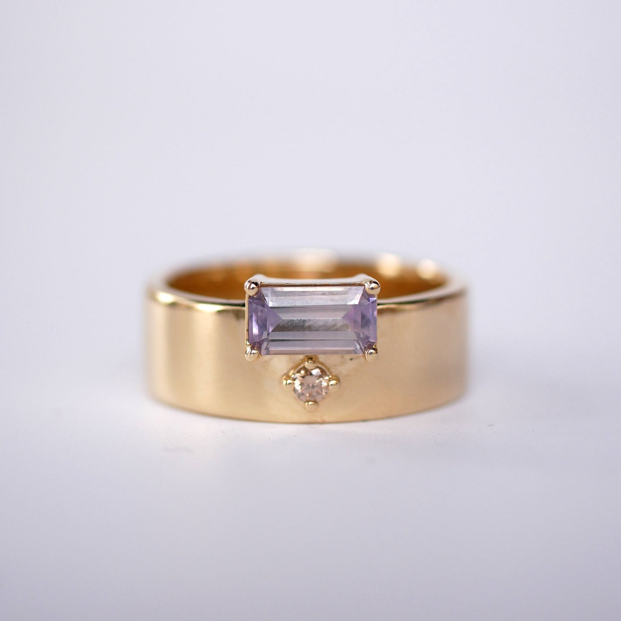 0.78ct Cut Corner Rectangle Step Cut Sapphire <br><b>Emily Warden Designs </b>| Lavender Sapphire Cigar Band