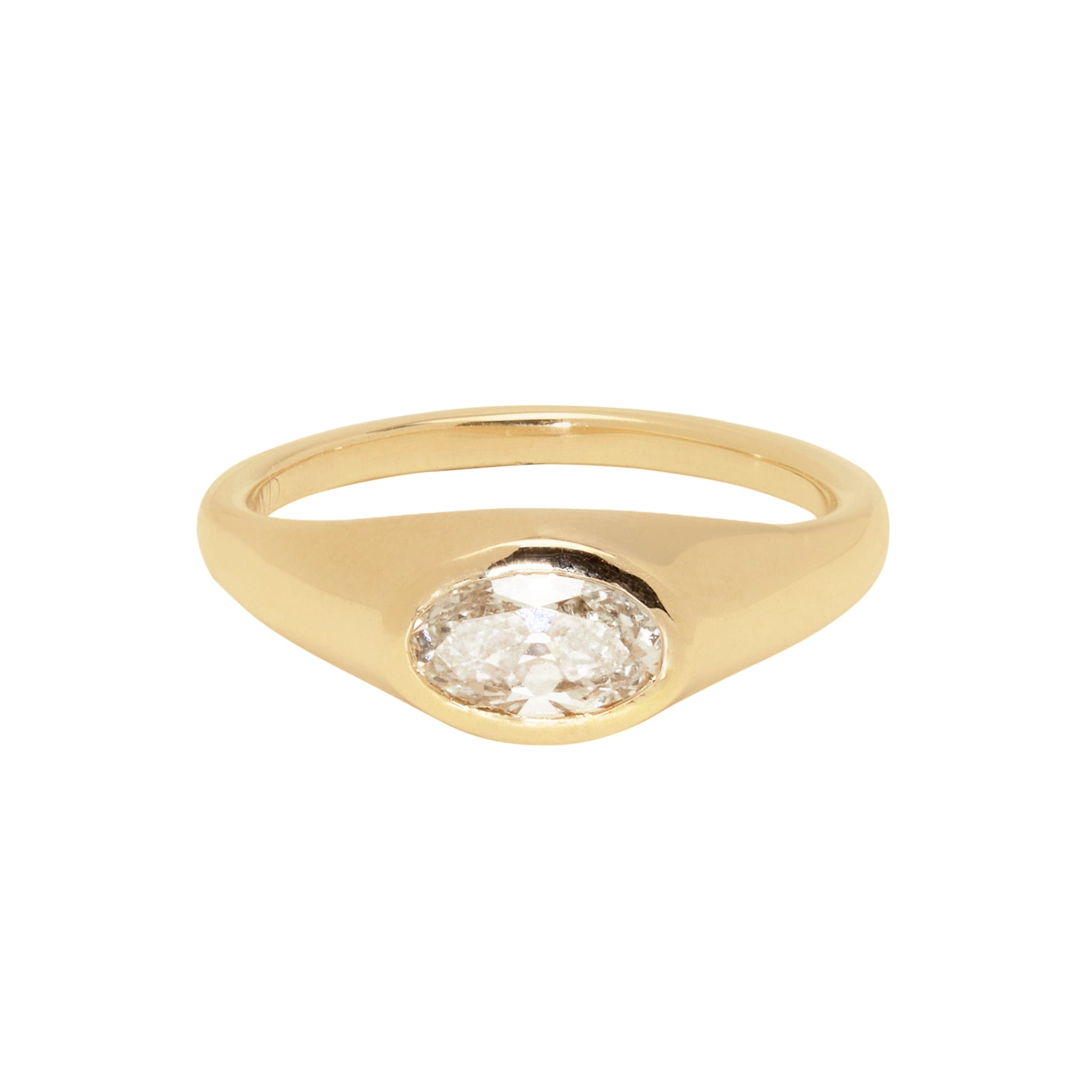 1.09ct Modern Antique Oval Brilliant <br><b>Emily Warden Designs</b> | East West Diamond Signet Ring