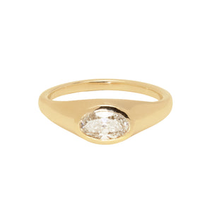 1.09ct Modern Antique Oval Brilliant <br><b>Emily Warden Designs</b> | East West Diamond Signet Ring