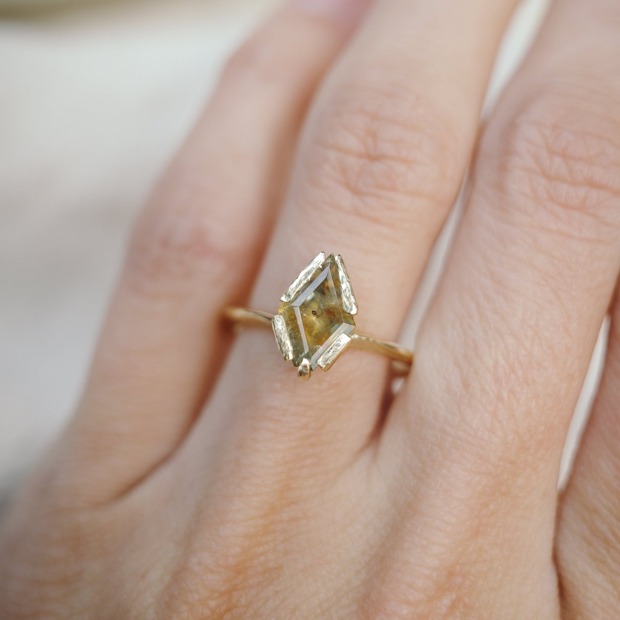 1.53ct Lozenge Portrait Cut Sapphire <br> <b>We Are Arrow </b>| Open Bezel Lozenge Sapphire Ring