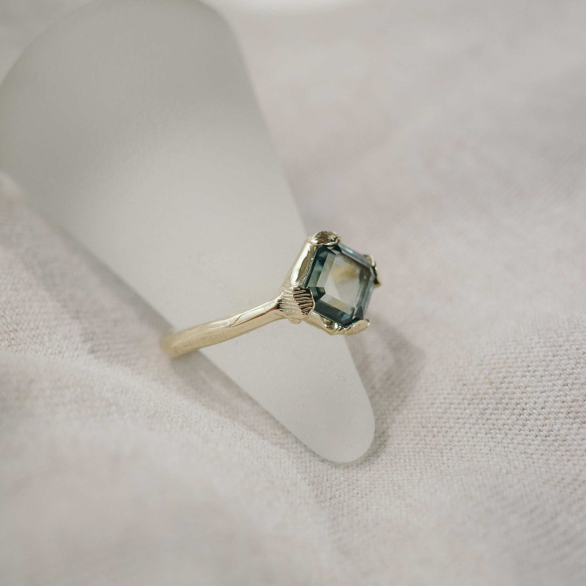 1.63ct Hexagon Portrait Cut Sapphire <br> <b>We Are Arrow </b>| Green Portrait Cut Sapphire Ring