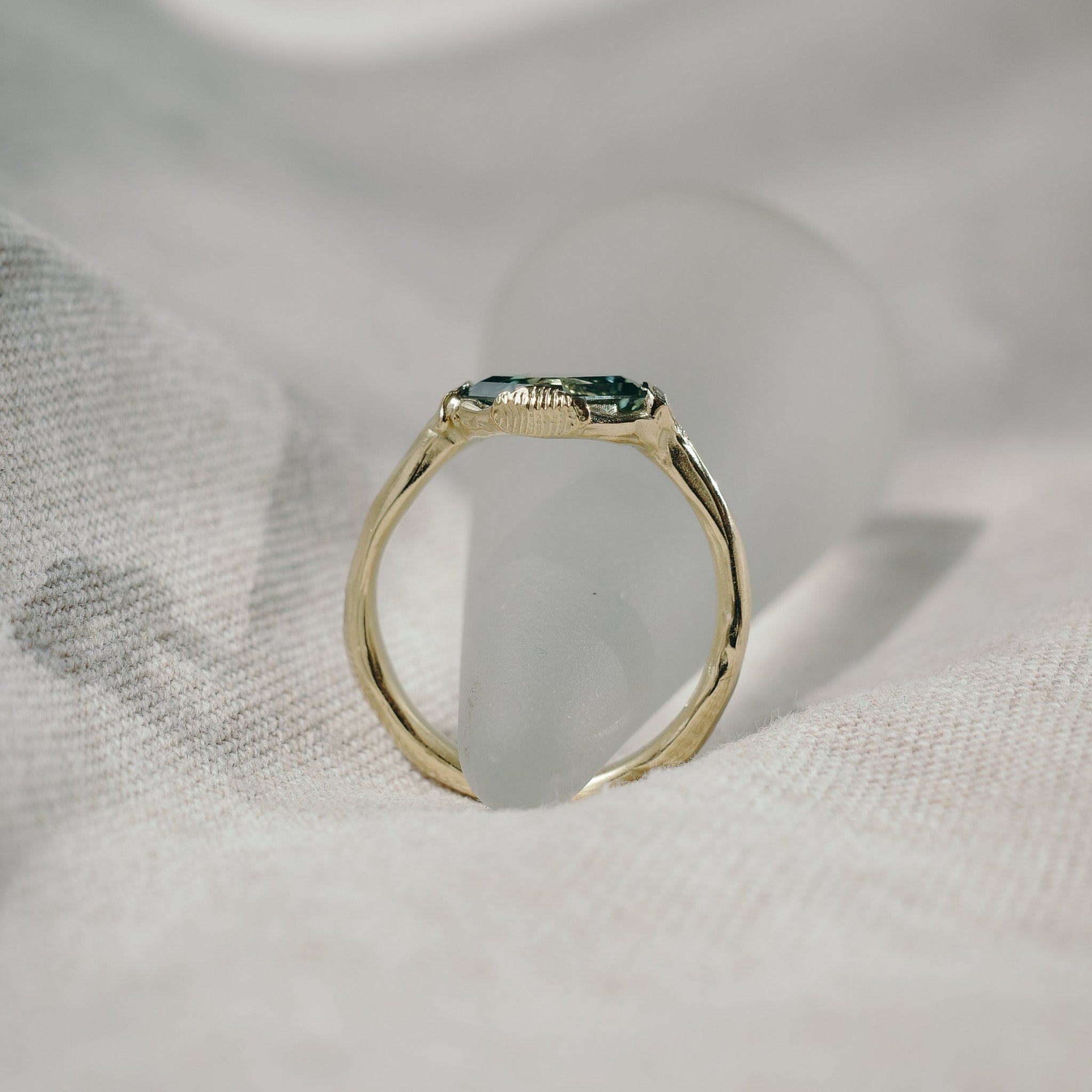 1.63ct Hexagon Portrait Cut Sapphire <br> <b>We Are Arrow </b>| Green Portrait Cut Sapphire Ring