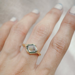 1.63ct Hexagon Portrait Cut Sapphire <br> <b>We Are Arrow </b>| Green Portrait Cut Sapphire Ring