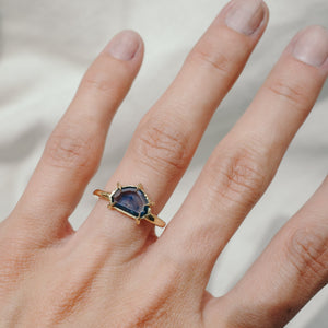 1.06ct Geometric Portrait Cut Sapphire <br><b> We Are Arrow </b>| Blue Nonagon Sapphire Ring