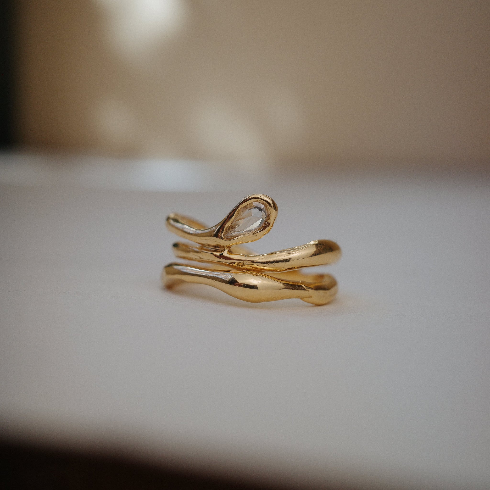 0.06ct Pear Rosecut 🇨🇦 <br> <b>We Are Arrow </b>| Diamond Drip Ring