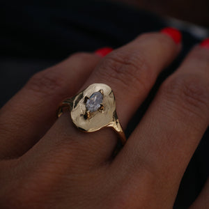 0.27ct Geo Marquise Step Cut <br> <b>We Are Arrow</b> | Champagne Diamond Shield Ring