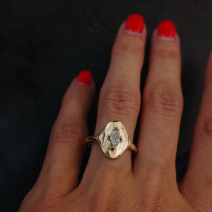 0.27ct Geo Marquise Step Cut <br> <b>We Are Arrow</b> | Champagne Diamond Shield Ring