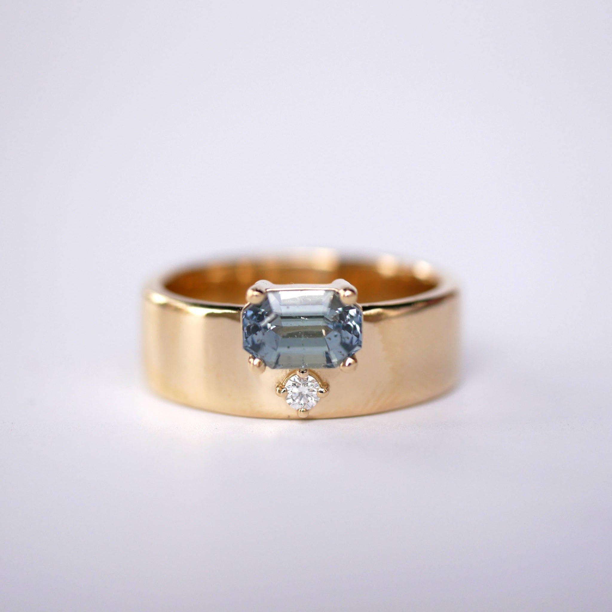 1.04ct Cut Corner Rectangle Step Cut Sapphire <br><b> Emily Warden Designs </b>| Teal Sapphire Cigar Band