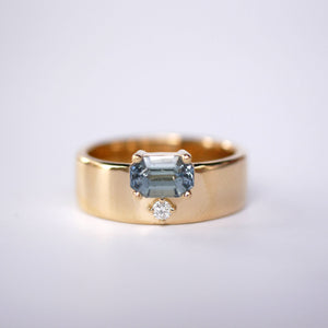 1.04ct Cut Corner Rectangle Step Cut Sapphire <br><b> Emily Warden Designs </b>| Teal Sapphire Cigar Band