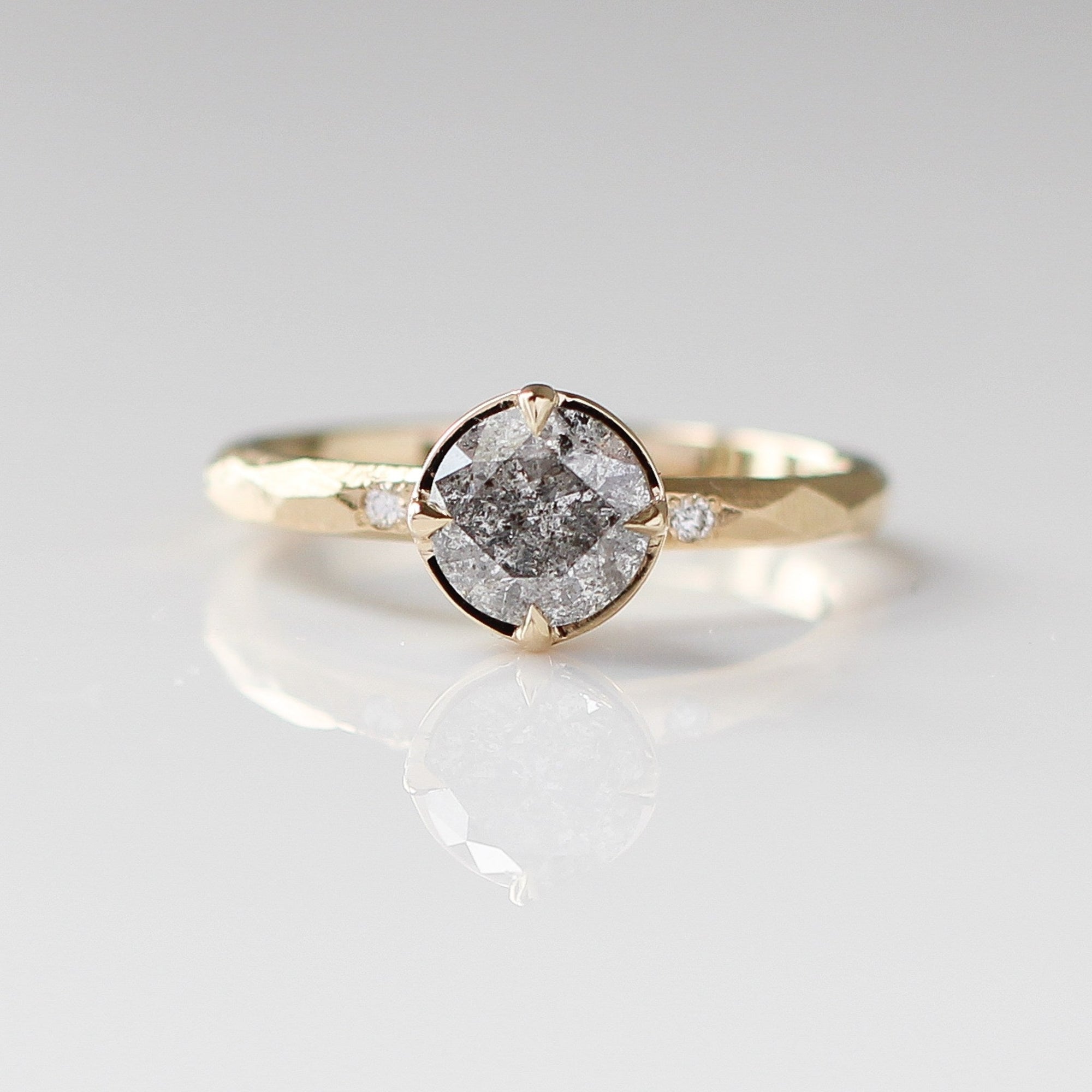 Brilliant Cut Salt And Pepper Diamond Ring