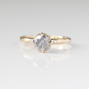 Brilliant Cut Salt And Pepper Diamond Ring detailed front view