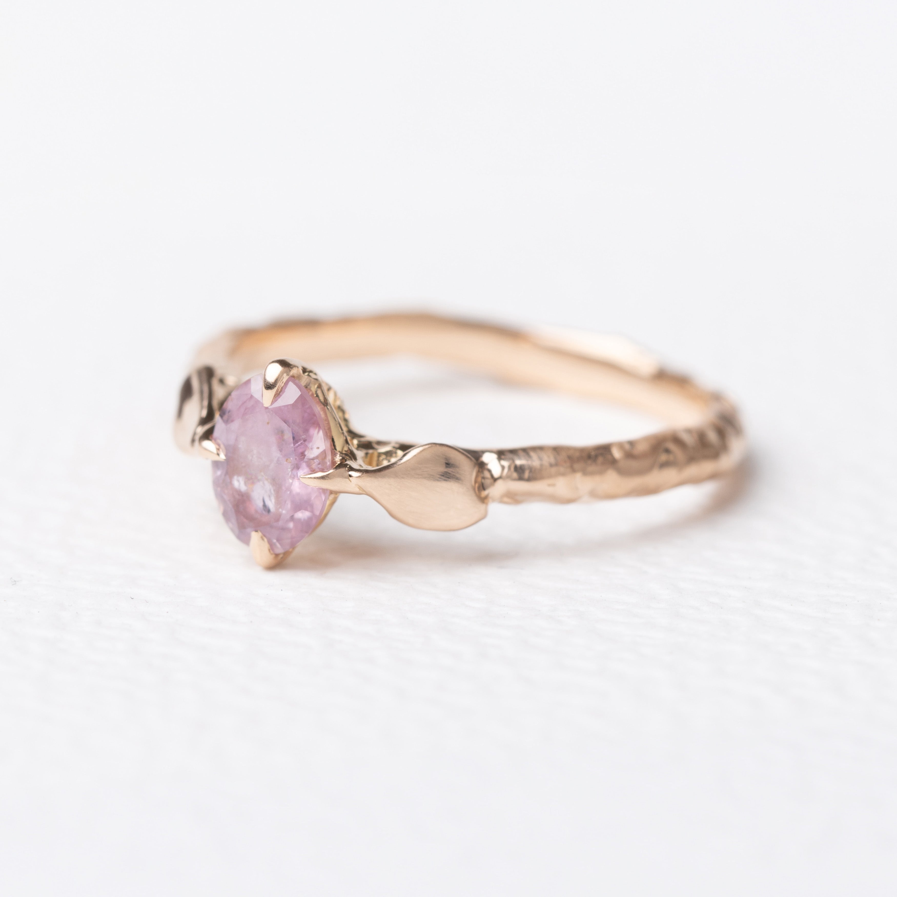 0.63ct Oval Brilliant Saphire </b><b> Ileava Jewelry </b> | Three Sakura Petals Ring