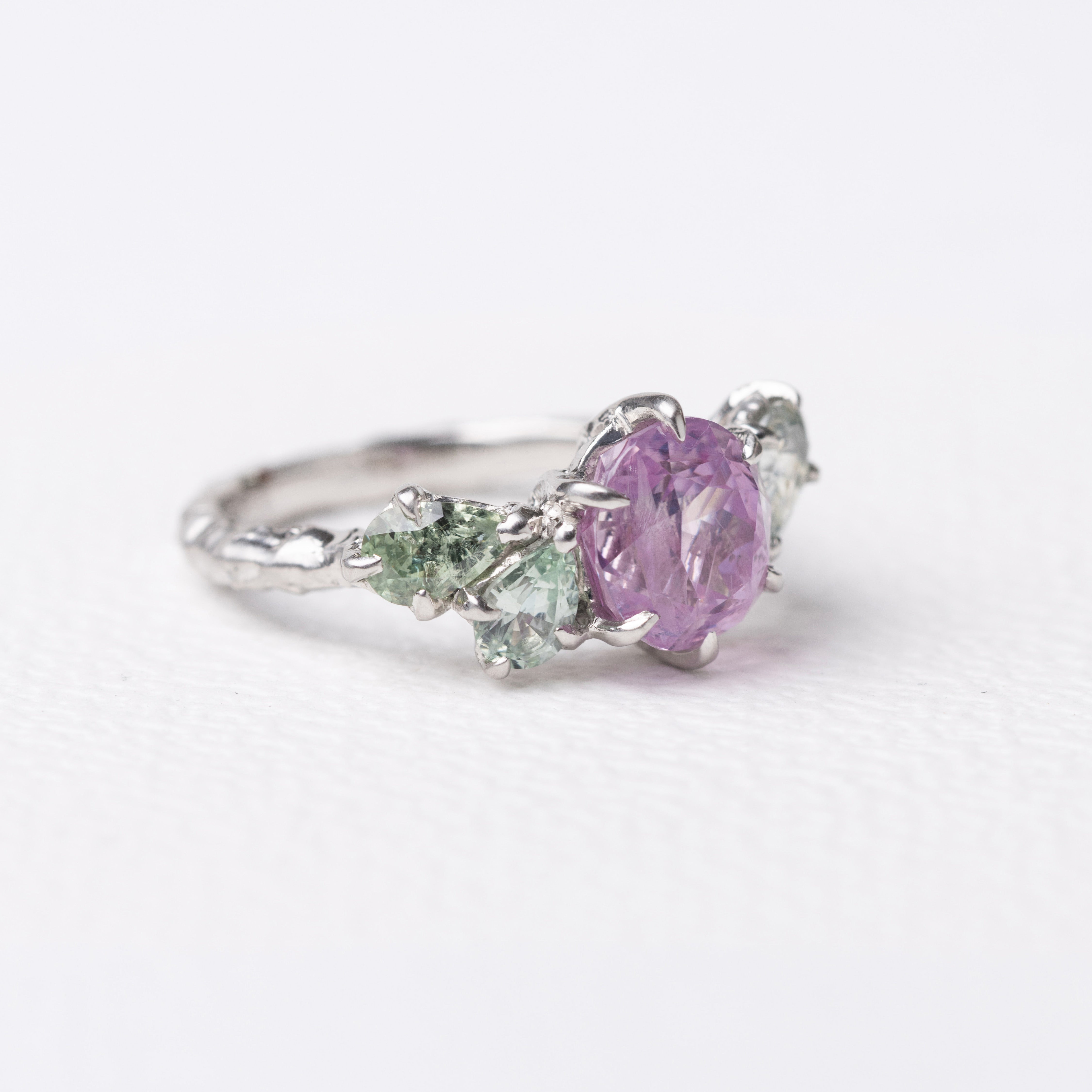 3.56ct Round Brilliant Sapphire <br><b> Ileava Jewelry</b> | Sakura in the Breeze Ring