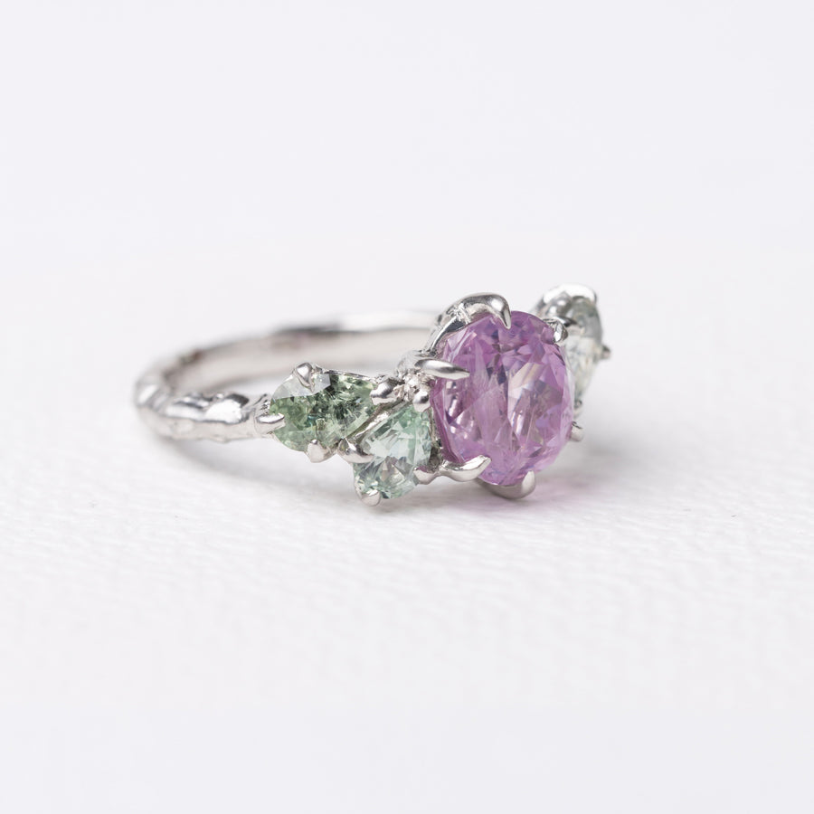 3.56ct Round Brilliant Sapphire <br><b> Ileava Jewelry</b> | Sakura in the Breeze Ring
