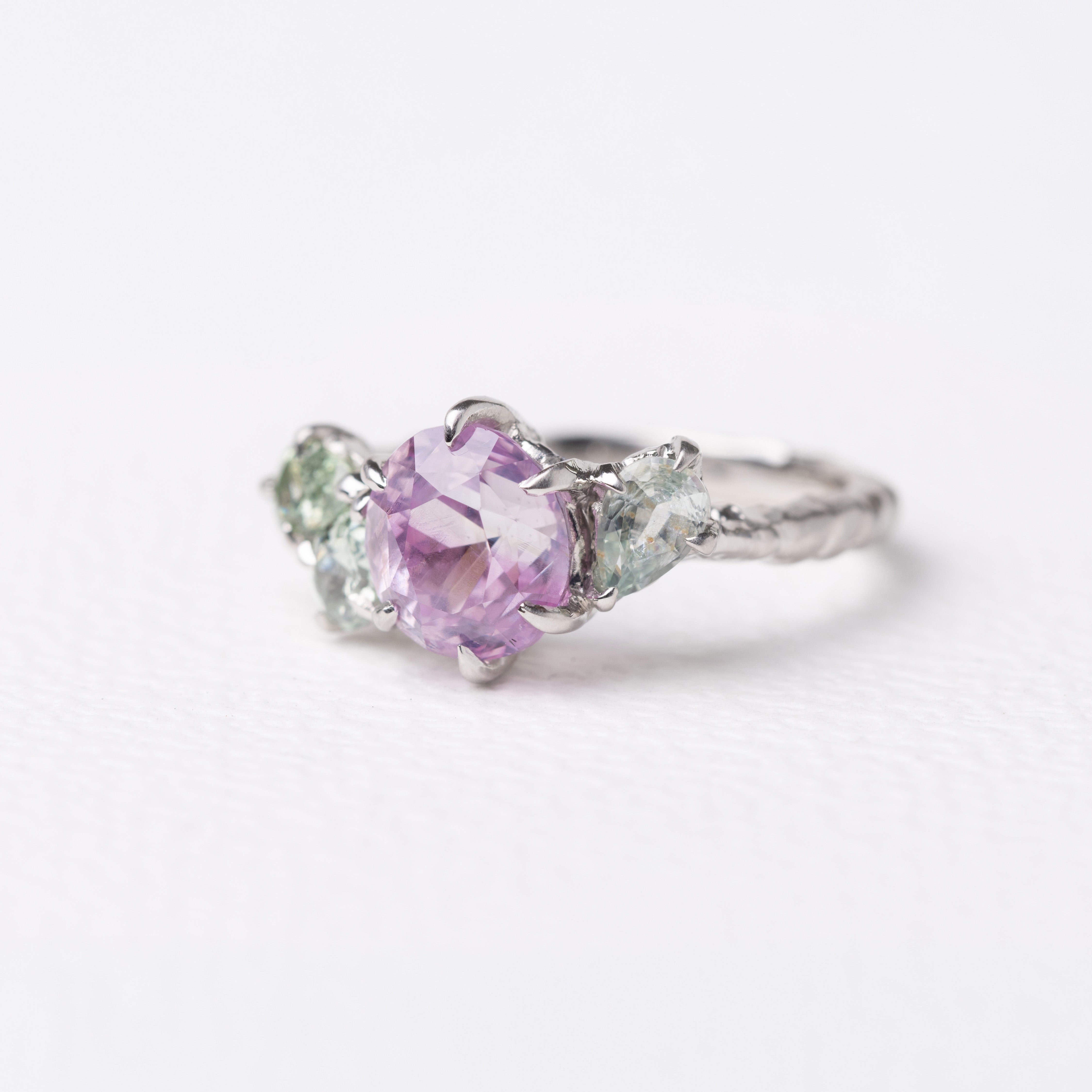 3.56ct Round Brilliant Sapphire <br><b> Ileava Jewelry</b> | Sakura in the Breeze Ring