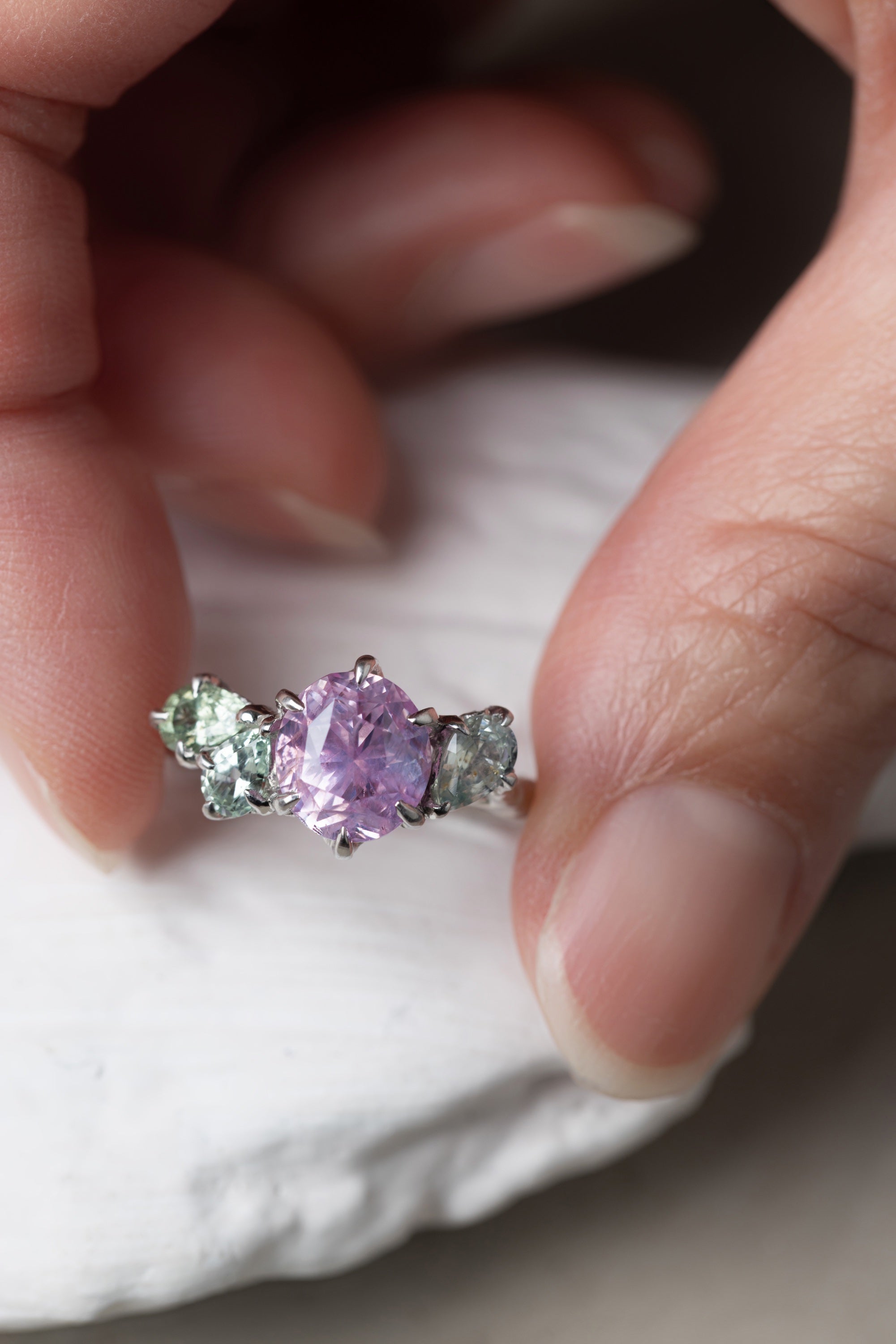 3.56ct Round Brilliant Sapphire <br><b> Ileava Jewelry</b> | Sakura in the Breeze Ring
