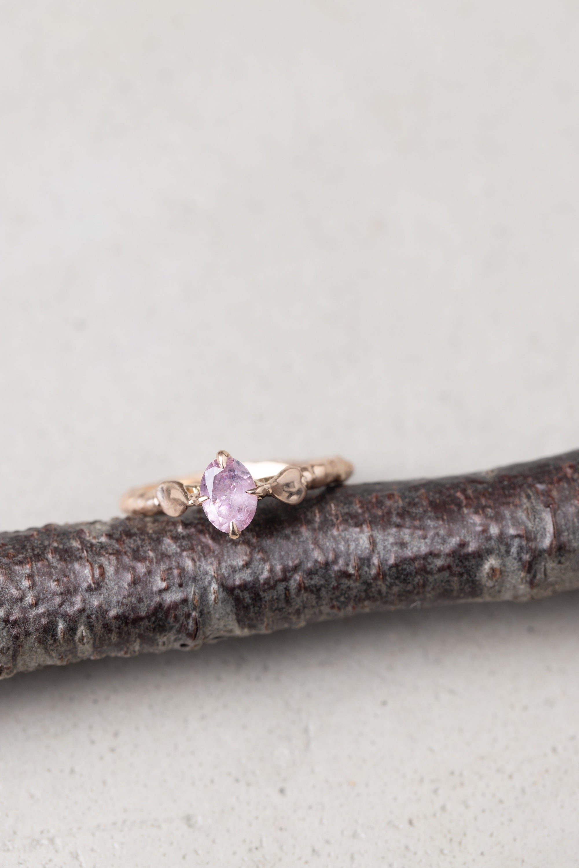 0.63ct Oval Brilliant Saphire </b><b> Ileava Jewelry </b> | Three Sakura Petals Ring