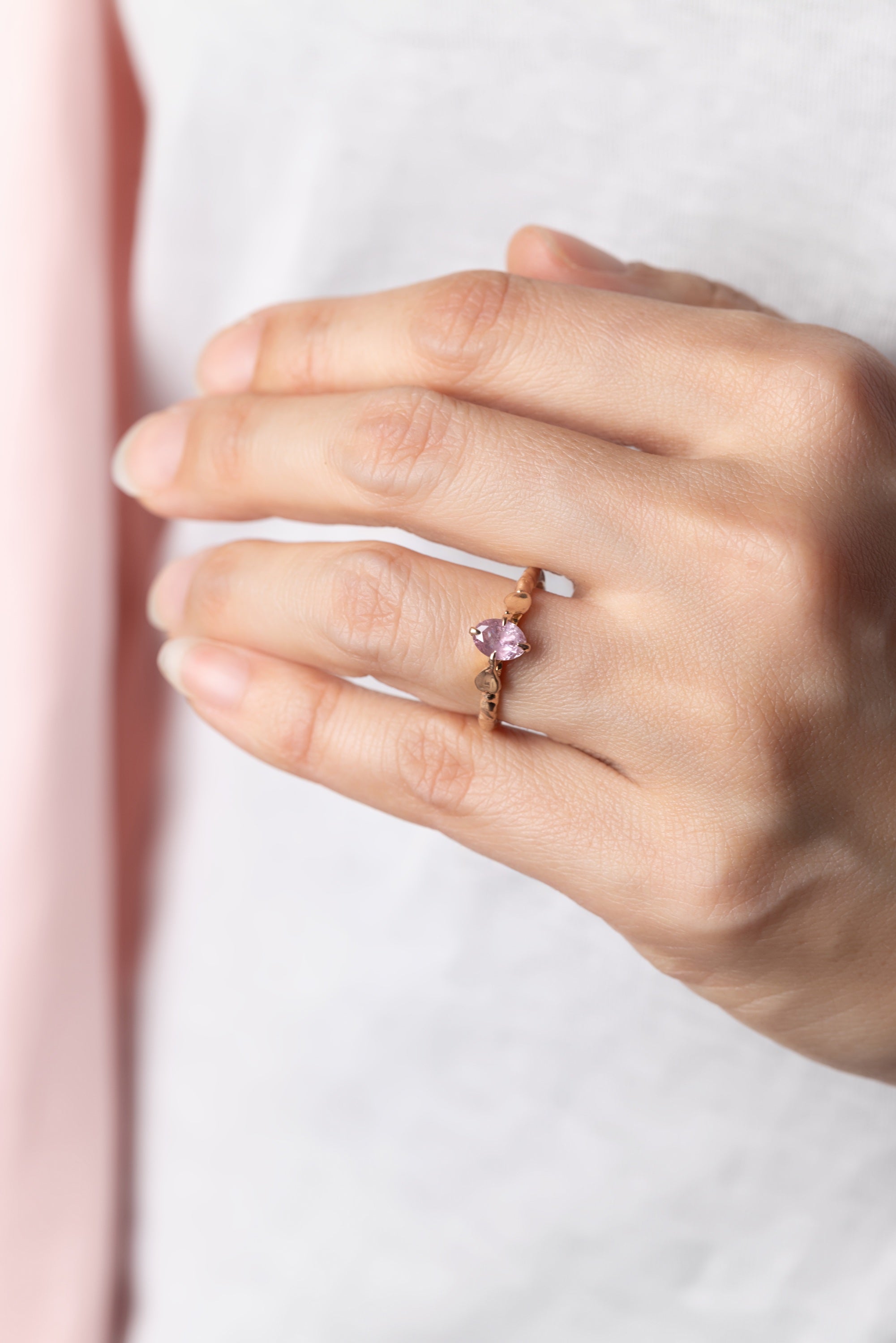 0.63ct Oval Brilliant Saphire </b><b> Ileava Jewelry </b> | Three Sakura Petals Ring