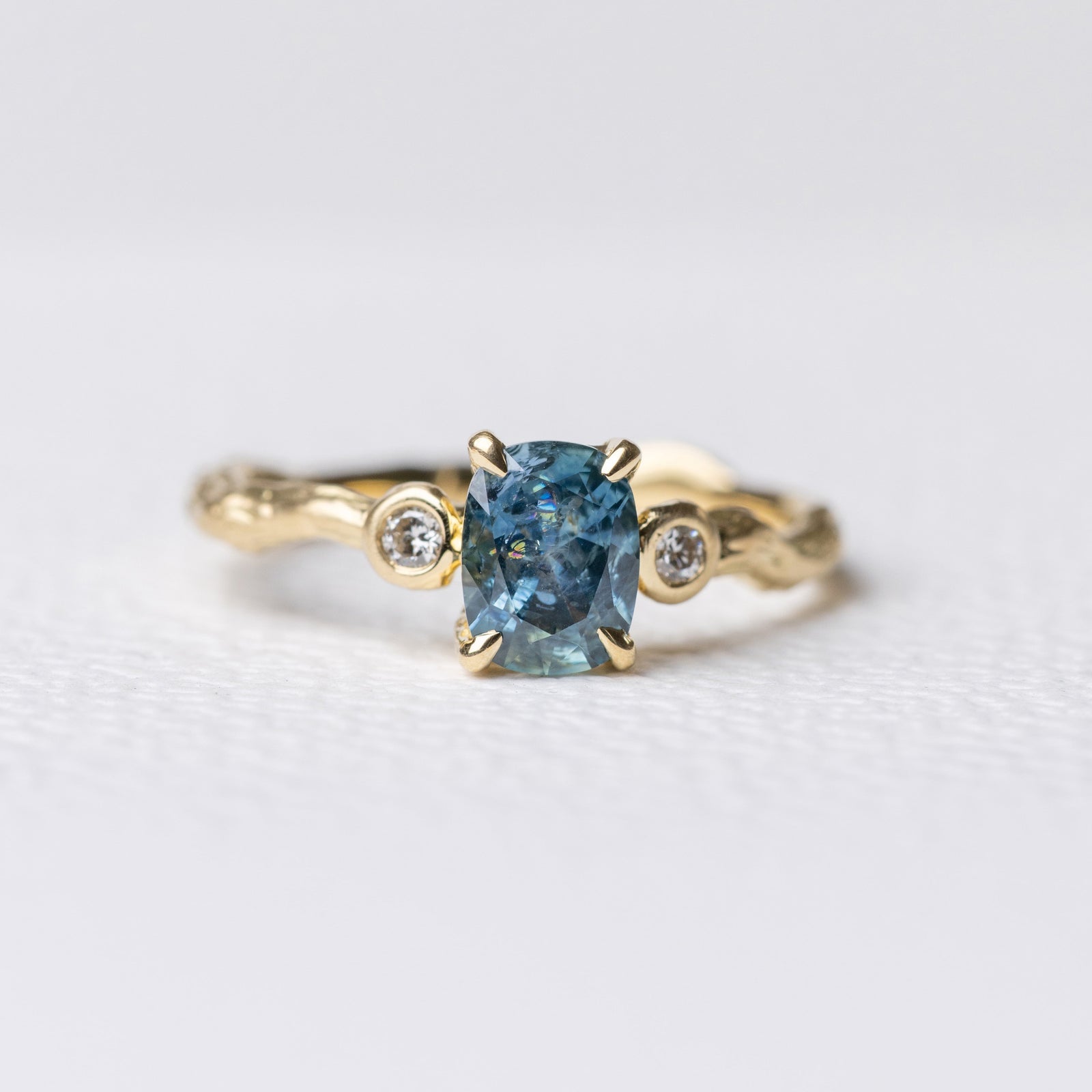 0.91ct Cushion Brilliant Sapphire </b><b> Ileava Jewelry </b> | Branch Ring
