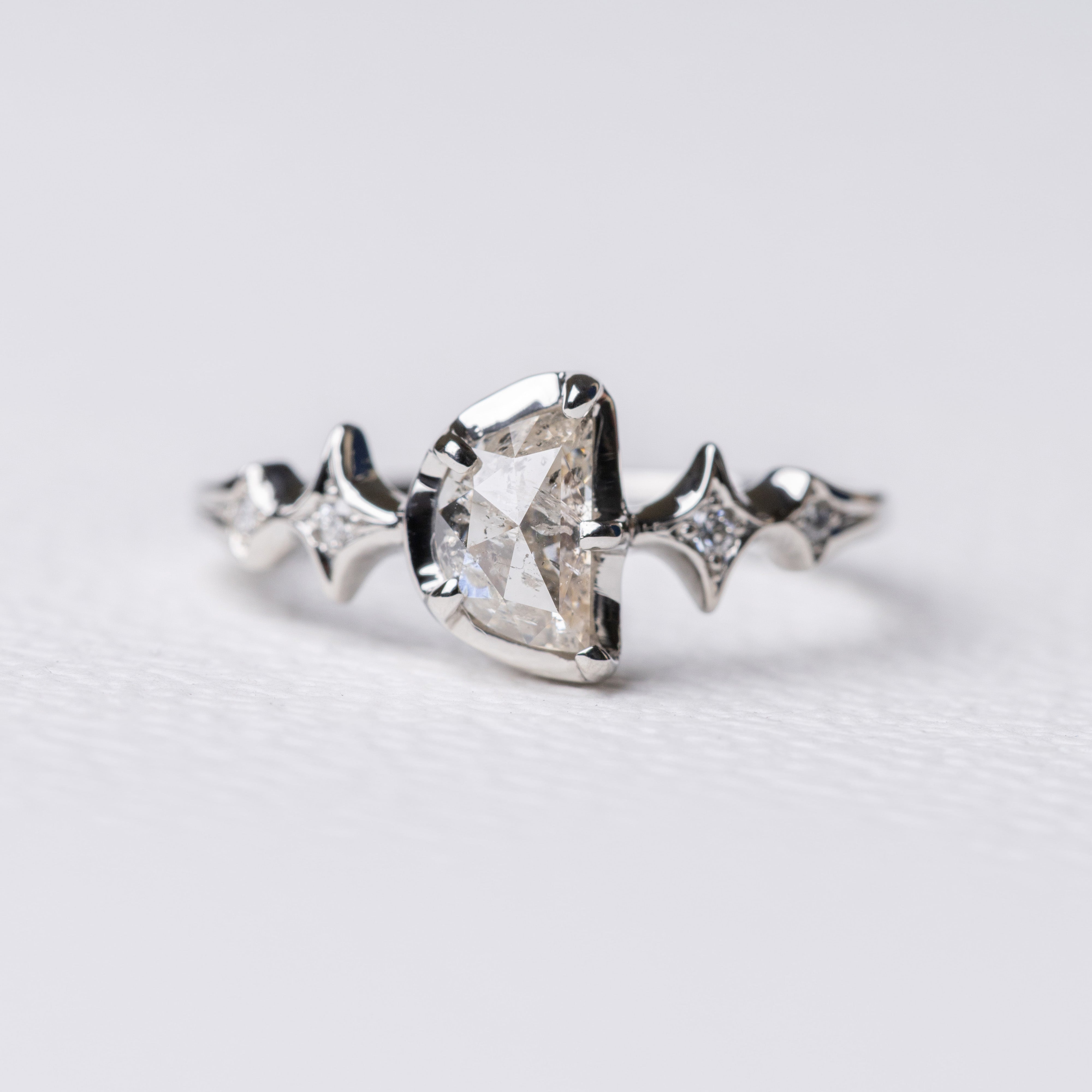 1.00ct Half Moon Rosecut </b><b> Ileava Jewelry </b> | Sylvie Platinum Ring
