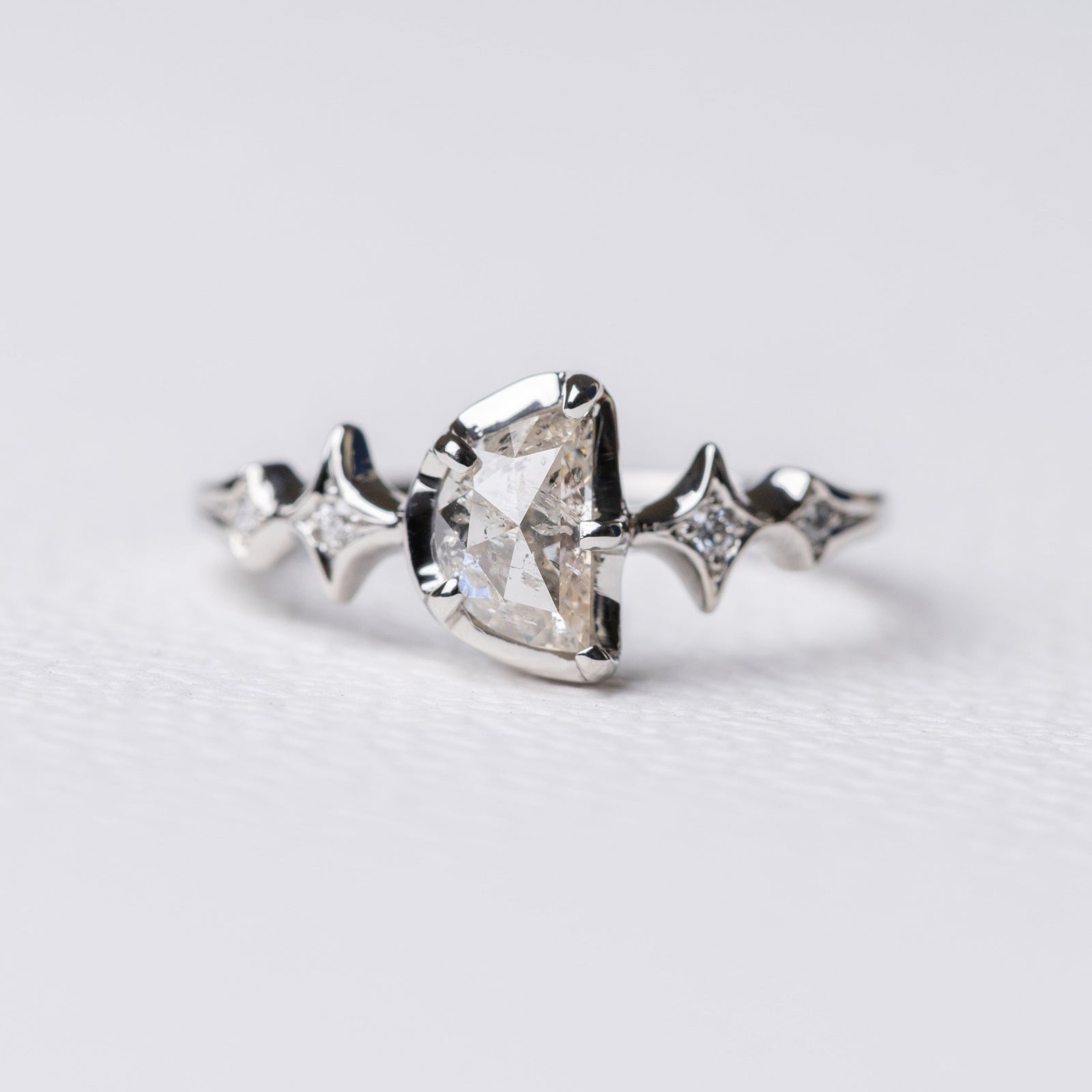 1.00ct Half Moon Rosecut </b><b> Ileava Jewelry </b> | Sylvie Platinum Ring
