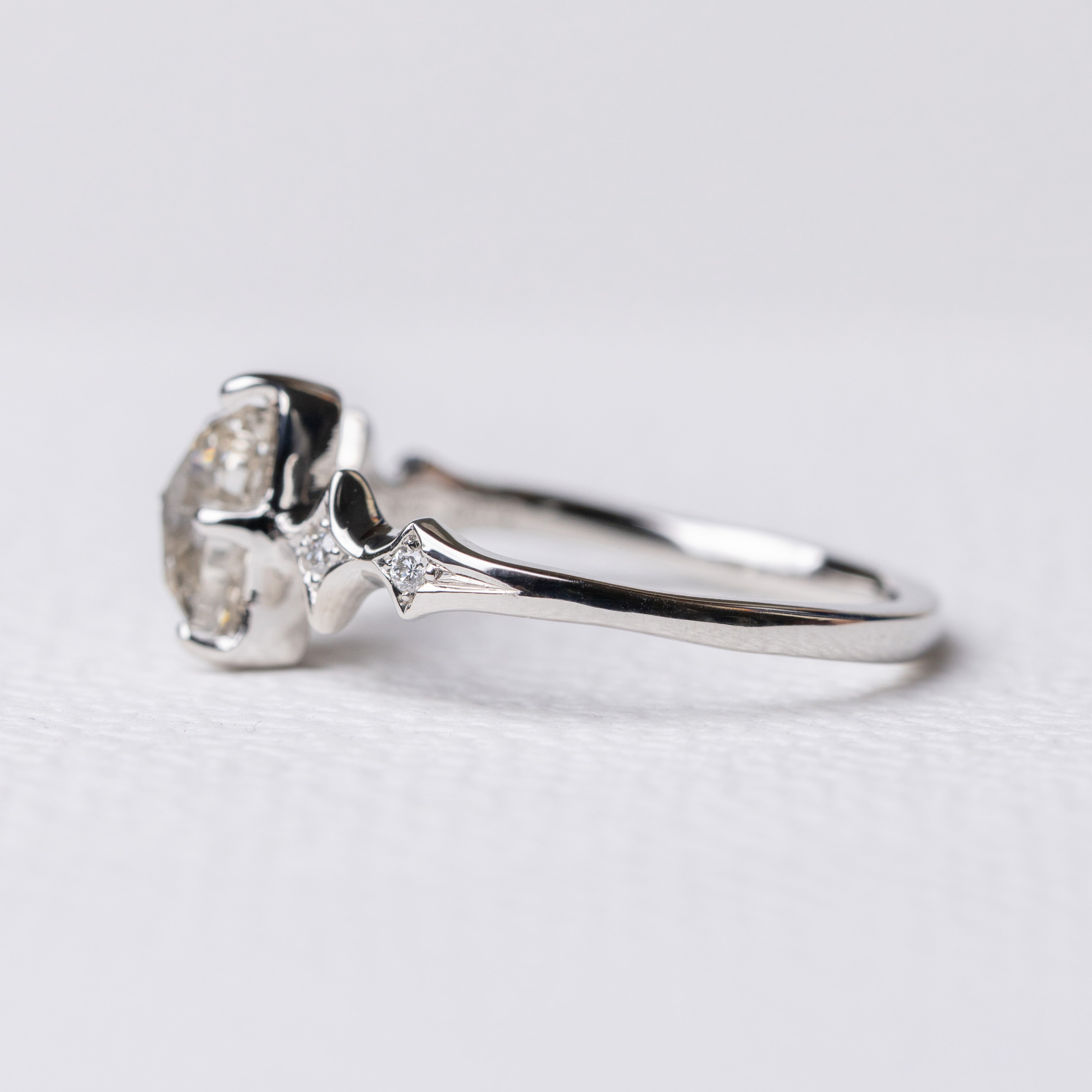 1.00ct Half Moon Rosecut </b><b> Ileava Jewelry </b> | Sylvie Platinum Ring