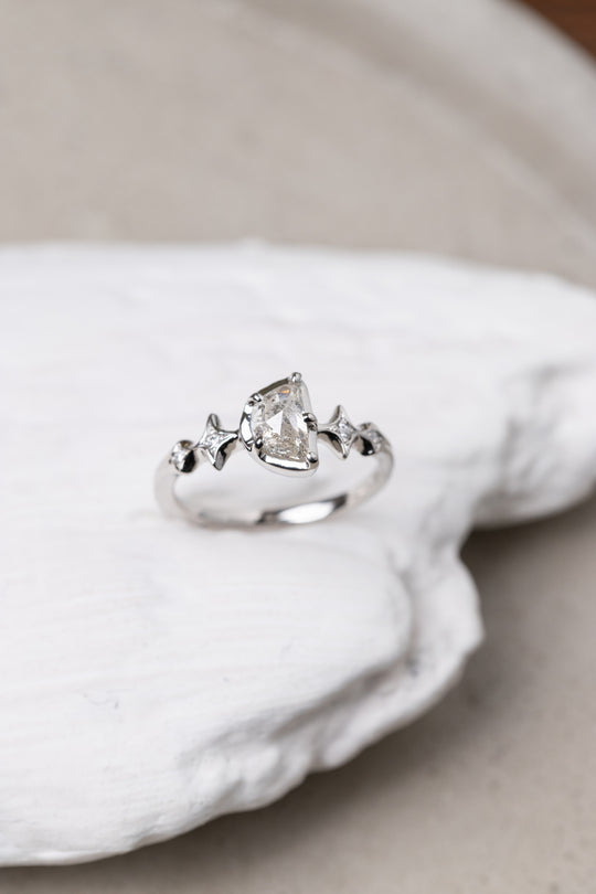 1.00ct Half Moon Rosecut </b><b> Ileava Jewelry </b> | Sylvie Platinum Ring