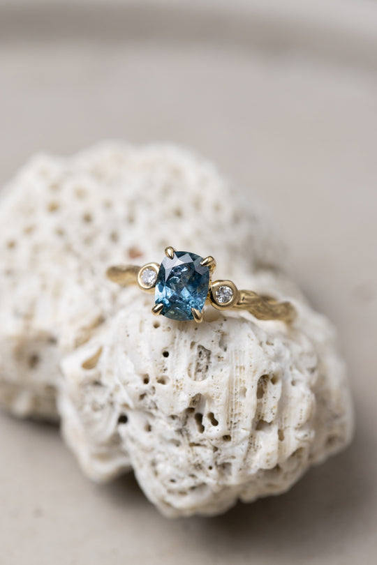 0.91ct Cushion Brilliant Sapphire </b><b> Ileava Jewelry </b> | Branch Ring