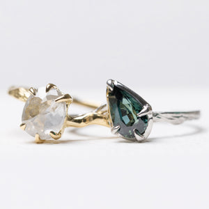 2.65cttw 2pc Pear Brilliant Sapphire and Round Rosecut <br><b> Ileava Jewelry</b> | Branch Always Together Ring