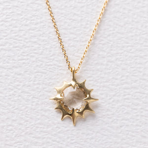 ローズカットのダイヤの太陽ネックレス