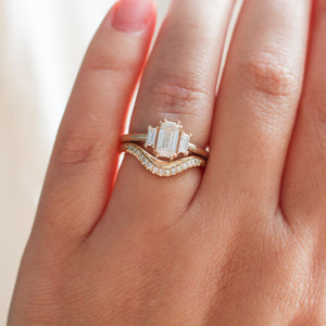 1.00ct Cut Corner Rectangle Step Cut <br><b> Yuliya Chorna Jewellery </b>| Trilogy Diamond Ring