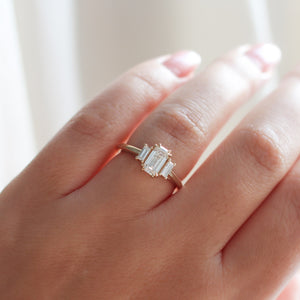 1.00ct Cut Corner Rectangle Step Cut <br><b> Yuliya Chorna Jewellery </b>| Trilogy Diamond Ring