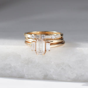 1.00ct Cut Corner Rectangle Step Cut <br><b> Yuliya Chorna Jewellery </b>| Trilogy Diamond Ring